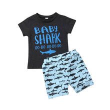 Conjunto de ropa de verano para niños, camiseta de manga corta con dibujos de tiburón y pantalones cortos, 2 uds., 6M-4T 2024 - compra barato
