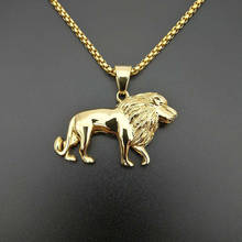 Hip Hop Gold Color Stainless Steel Male Lion Animal Pendants Necklaces for Men Rock Jewelry Drop Shipping 2024 - buy cheap