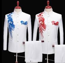 Blazer de cuello alto para hombre, traje de túnica china con lentejuelas, trajes de boda para cantante, ropa de escenario, ternos ajustados, vestido formal Masculino 2024 - compra barato