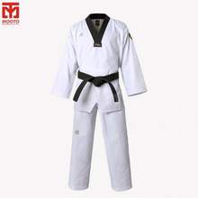 MOOTO IIIF alta calidad uniforme niño WTF para adultos Taekwondo Karate Dobok de algodón transpirable Fitness ropa de deporte traje negro con cuello en V 2024 - compra barato