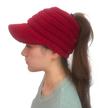 Women Winter Knitting Hat Turban Brim Hat Soft Ponytail Messy Bun Beanie Stretchable Winter Slouchy Beanie Knit Hat 2024 - buy cheap