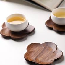 Estilo japonês coasters placemats decoração pétala resistente ao calor esteira da bebida casa mesa chá xícara de café almofada nogueira bandeja de madeira servindo 2024 - compre barato