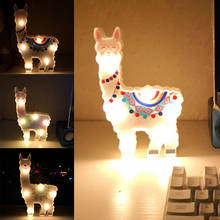 Lámpara colgante de pared con forma de Alpaca para niños, luz de noche decorativa con 6 LED, funciona con pilas, para dormitorio infantil 2024 - compra barato