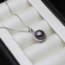 Wedding Fashion Pearl Necklace Black White Natural Pearl Pendant 925 Sterling Silver Jewelry For Women Gift 2024 - buy cheap