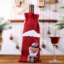 Рождественская Крышка для бутылки вина, снеговик, Санта Клаус, лось, Новогодний подарочный пакет, украшение для стола, рождественские украшения для дома, вечерние, для ужина 2024 - купить недорого