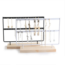 New Fashion 44 Creative Wooden Holes Black/White Earrings Ear Studs Jewelry Display Stand Organizer 2 Layers Jewelry Rack 2024 - buy cheap