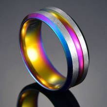 Anel redondo para casamento e noivado para homens e mulheres, anel de arco-íris lésbico, gay, aço inoxidável, joias com banda na moda 2024 - compre barato