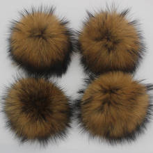 5 pcs/lot 12 13 14 15 cm DIY Natural Color  Real Raccoon Fur Pompoms For Bags Knitted Beanie Cap Hats  Genuine fur Pompon pom 2024 - buy cheap