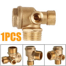 1pcs 3 Port Brass Male Threaded Check Valve Central Pneumatic 40400 Air Compressor Connector Tool Gold Tone Durable 2024 - buy cheap