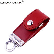 Shandian chaveiro de couro de metal, pendrive e flash drive usb 64gb 32gb 16gb 4gb comercial 2024 - compre barato
