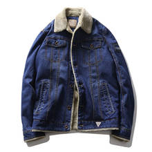 Brand Tace & Shark Winter Men's Denim Jacket Thermal Thick Fleece Parka Coats Men Casual Warm Jeans Jackets casaco masculino 2024 - buy cheap