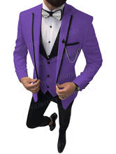ANNIEBRITNEY Formal Purple Men Suits for Business Slim Fit Wedding Man Blazer Groom Tuxedo Custom Plus Size Suit Men Set 2019 2024 - buy cheap