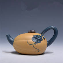 Yixing Zisha Teapot Famous Authentic All Handmade Decals Melon Pot Green Mud Section Mud Home Kung Fu Black Tea Oolong Teapot 2024 - buy cheap