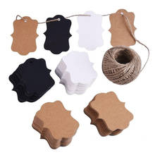 100pcs Kraft Paper Tags with Hemp Rope Price Labels Clothes Hanging Cards White/Black/Brown Blank Note Packing Gift Decor DIY 2024 - buy cheap