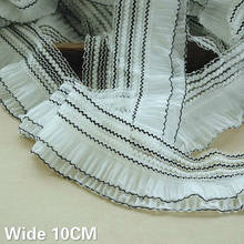 10CM Wide White Double Layers Chiffon Pleated Lace Collar Elastic Ruffle Trim Embroidery Fringe Ribbon DIY Apparel Sewing Decor 2024 - buy cheap