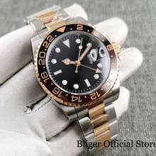 BIGER New Nologo Rose Gold Men Watch Automatic Movement GMT Date Function Rotating Bezel 2024 - buy cheap