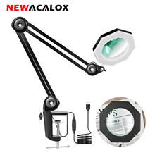 NEWACALOX-lámpara de mesa plegable USB 5X, lupa de luz LED de 3 colores, soldadura de tercera mano, lupa de vidrio iluminada 2024 - compra barato