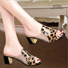 New Slippers Women Peep Toe High Heels Summer Shoes Wear  Square Heel Women Shoes Fashion Slippers Ladies Shoes Thick Heel Women 2024 - buy cheap