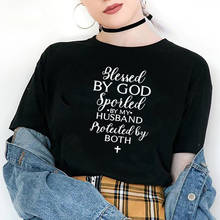 Camiseta divertida De Blessed By God para Mujer, Camiseta De algodón De manga corta para Mujer, Ropa De cuello redondo, camiseta informal para Mujer, Top para Mujer 2024 - compra barato