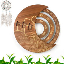 Creative Unique Perpetual Calendar Wooden Round Handicraft Wall Hanging Crafts Xmas Birthday Gift Home Decor for Desk 2024 - buy cheap