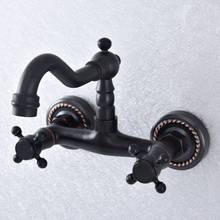 Black Oil Rubbed Bronze Swivel Spout Bathroom Basin Faucet Wall Mounted Dual Cross Handles Mixer Taps tsf737 2024 - buy cheap