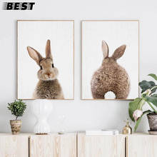 Coelho cauda parede arte imagem da floresta animais lona cartaz do berçário impressão minimalista pintura nordic crianças decoração do quarto bebê 2024 - compre barato