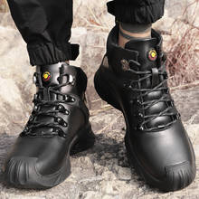 Новые зимние теплые мужские ботинки кожаные мужские зимние ботинки водонепроницаемые рабочие ботинки ручной работы мужская обувь высокого качества на резиновой подошве 2024 - купить недорого
