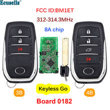 Tecla de control remoto inteligente sin llave, 3/4 botones, 312MHZ, 314,3 MHz, con Chip 8A para Toyota Hilux Fortuner FCC ID:BM1ET 0182, placa 2024 - compra barato