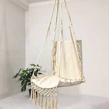 Cadeira de balanço para macramé, cadeira de balanço com corda de algodão para uso interno e externo 2024 - compre barato