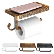 Antique Carved Zinc Alloy Wall Mounted Toilet Roll Tissue Holder Stand Mobile Phone Holder with Shelf Bathroom Towel Rack Paper 2024 - buy cheap