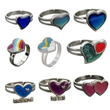 ECHSUN ring for women change color temperature ring love mood heart induction Rainbow white cloud bird double heart best friends 2024 - buy cheap