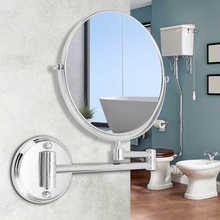 Espejo de tocador telescópico para el hogar, accesorio de cobre para maquillaje, cosmético, montado en la pared para baño, plegable de doble cara, plateado 2024 - compra barato