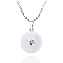 Белый простой элегантный керамический кулон ожерелья для женщин дамы 6 мм широкий блестящий горный хрусталь цепь ожерелье Свадебные ювелирные изделия подарок 2024 - купить недорого