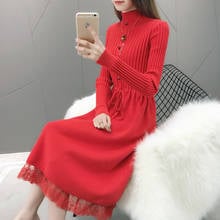 Sheath Turtlenck Plus Size Long Sleeve Knitting Sweater Winter Maxi Bodycon 2020 Fashion Dress Warm Elegant Women Ladies Dresses 2024 - buy cheap