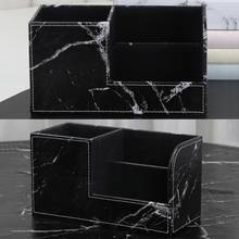 Black Marble Leather Desk Stationery Organizer Pen Pencil Holder Remote Control 1XCB 2024 - buy cheap