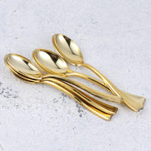 24Pcs Mini Spoons Plastic Cake Spoons Disposable Dessert Spoons Ice-cream Spoons for Home Shop Party Golden 2024 - buy cheap