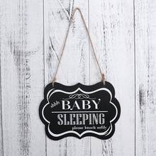 Hot Sale BABY SLEEPING please knock softly Baby Sleeping Door Sign Wood Hanging Plaques Decorative Sign Home Door decoration 2024 - buy cheap