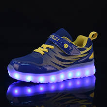 Zapatos luminosos con luz Led para niños y niñas, zapatillas deportivas con carga USB, informales, brillantes, azul, novedad 2024 - compra barato