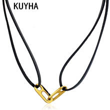 Vintage Black Color Leather  Rope Adjustable Steel Necklace for Women Minimalist Metal Chains Choker Punk Jewelry 2024 - buy cheap