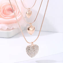 Multi Layer Love Heart Pendant Necklace for Women Punk Gold/silvery Chain Necklace Hip hop Fashion Jewelry Female Necklace 2020 2024 - buy cheap