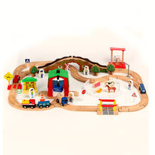 68pcs farm small train track car building block track train toy set compatible with wooden small train track children train game 2024 - buy cheap