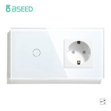 BSEED-Interruptor táctil de 1 entrada y 2 vías, interruptor de pared estándar europeo, 3 colores, Panel de cristal, 157mm, interruptor de luz táctil 2024 - compra barato