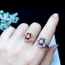 New Fine Rose Golden Flower Rings With Oval Red Natural Stone Zircon Fashion Romantic Jewelry For Women Wedding Engagement Party 2024 - buy cheap