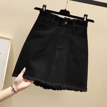 High Waist Denim Skirt for Women Spring/Summer 2020 Frayed Skirt Woman Skirts Mujer Faldas Saias Mulher 2024 - buy cheap