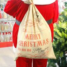 Big Size Merry Christmas Linen Gift Bag 2019 Santa Claus Sacks Drawstring Candy Bag Natal Noel New Year Xmas Home Decor Gift Bag 2024 - buy cheap