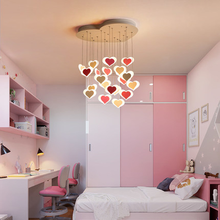 Lámpara de techo de amor simple y moderna para dormitorio de niña, candelabro de dibujos animados, romántico, creativo, Rosa, en forma de corazón 2024 - compra barato
