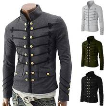 MONERFFI 2020 Vintage Solid Men Gothic Jacket Steampunk Tunic Rock Frock Uniform Male Vintage Punk  Metal Military Coat Outwear 2024 - buy cheap