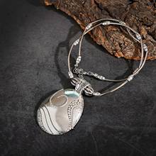 Gypsy Ethnic Charm Silver Color Big Water Drop Pendant Choker Necklace Carved Pendants Necklaces For Women 2024 - buy cheap