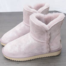 Novo genuíno botas de pele de vaca austrália botas de lã de ovelha botas de neve de inverno à prova dnon água de couro antiderrapante tornozelo sapatos femininos 2024 - compre barato