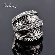 SINLEERY Vintage Gray Cubic Zirconia Wide Rings For Women Antique Silver Color Party Jewelry Anel Size 7 8 9 Jz170 SSA 2024 - buy cheap